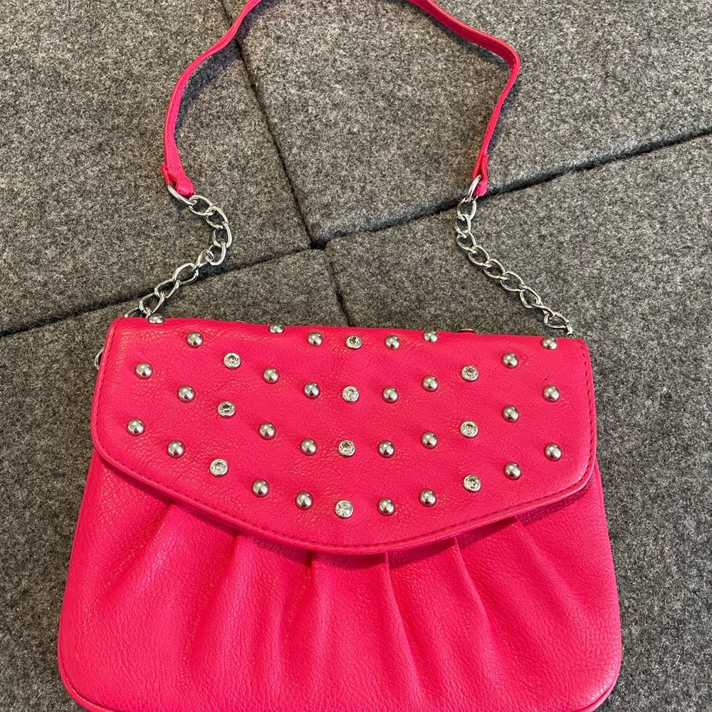 Grace Adele Pink Studded Shoulder Bag
